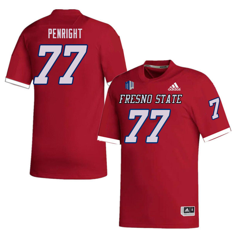 Men #77 Toreon Penright Fresno State Bulldogs College Football Jerseys Sale-Red